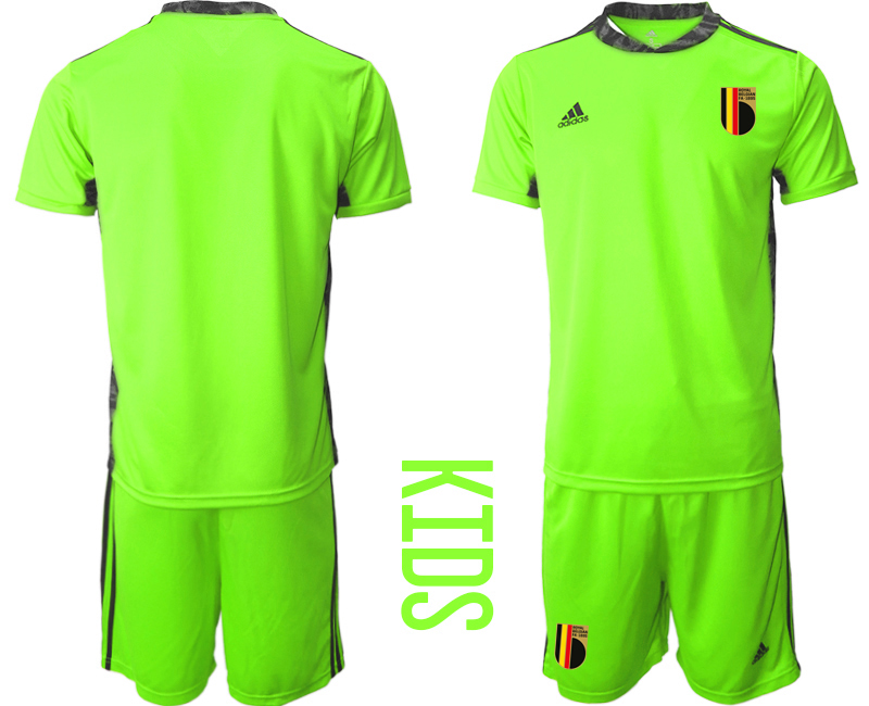 2021 European Cup Belgium fluorescent green goalkeeper Youth soccer jerseys